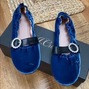 Jcrew jeweled buckle ballet in union blue velvet